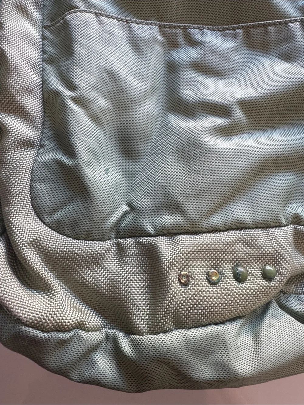 Tumi Olive Green Messenger Bag with Beige Strap